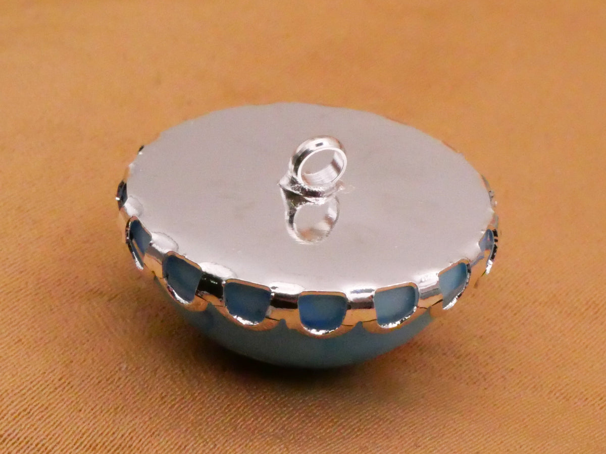 Millefiori Cluster White or Blue Glass Lace Metal Setting Button Various 19-21mm