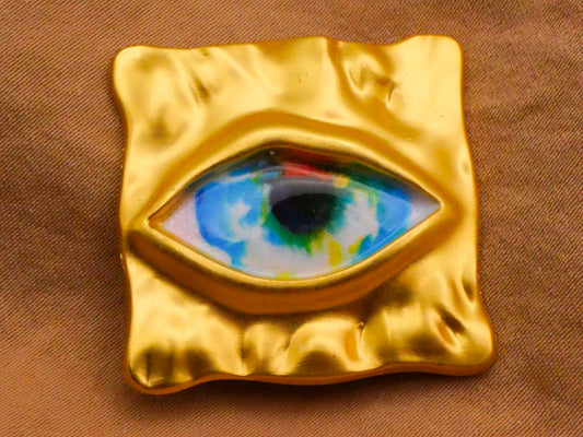 Eye Square Hammered Gold Metal Embellishment 23x29mm