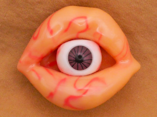 Eyeball Mouth Lips Freaky Plastic Large Button 31x38mm