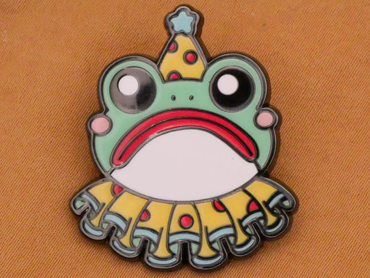 Frog Sad Circus Clown Enamel Metal Button 25x31mm