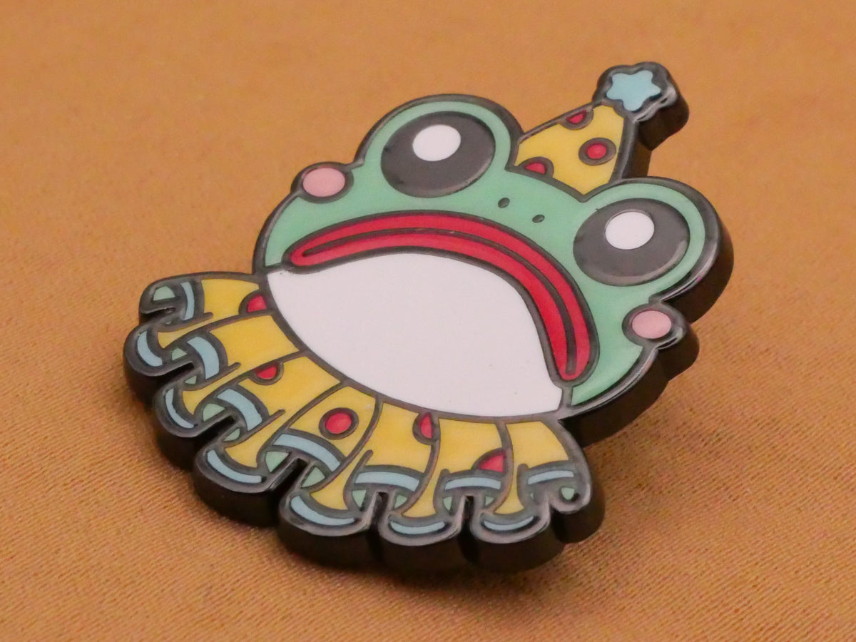 Frog Sad Circus Clown Enamel Metal Button 25x31mm
