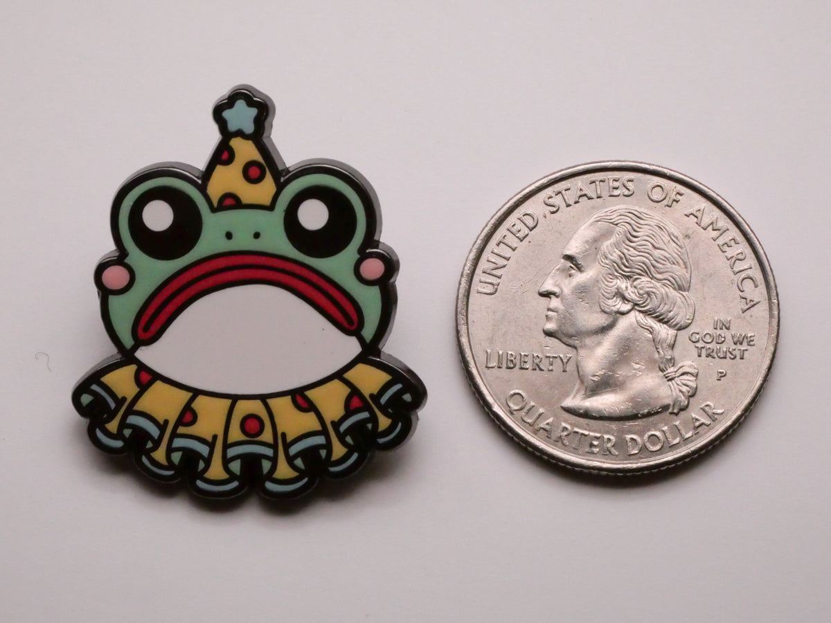 Frog Sad Circus Clown Enamel Metal Button 25x31mm