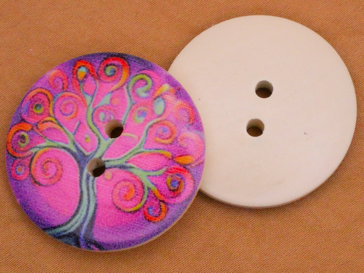 Tree Jewel Colors Wood Assorted Set of Four Buttons 30mm