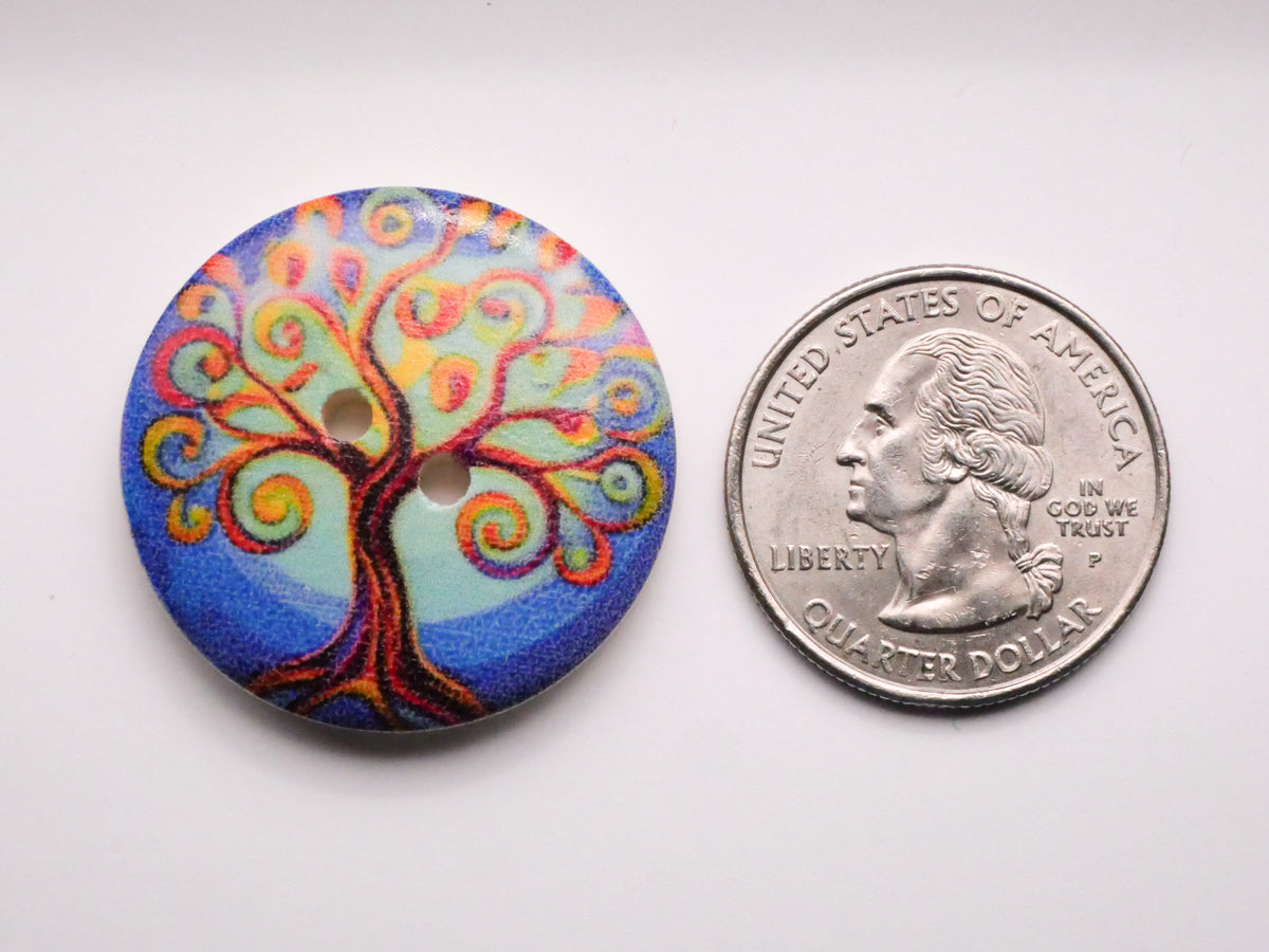 Tree Jewel Colors Wood Assorted Set of Four Buttons 30mm