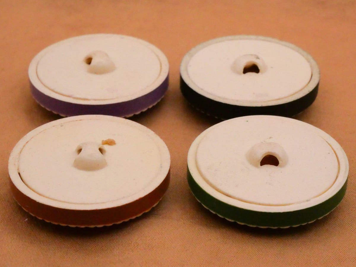Flower Trio Triad Buffed Celluloid Early Plastic Button Various 28mm