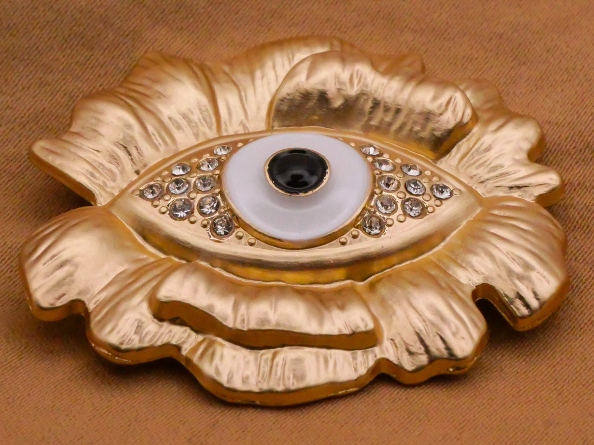 Eye Flower Petals Rhinestone Enamel Metal Large Button 33x37mm