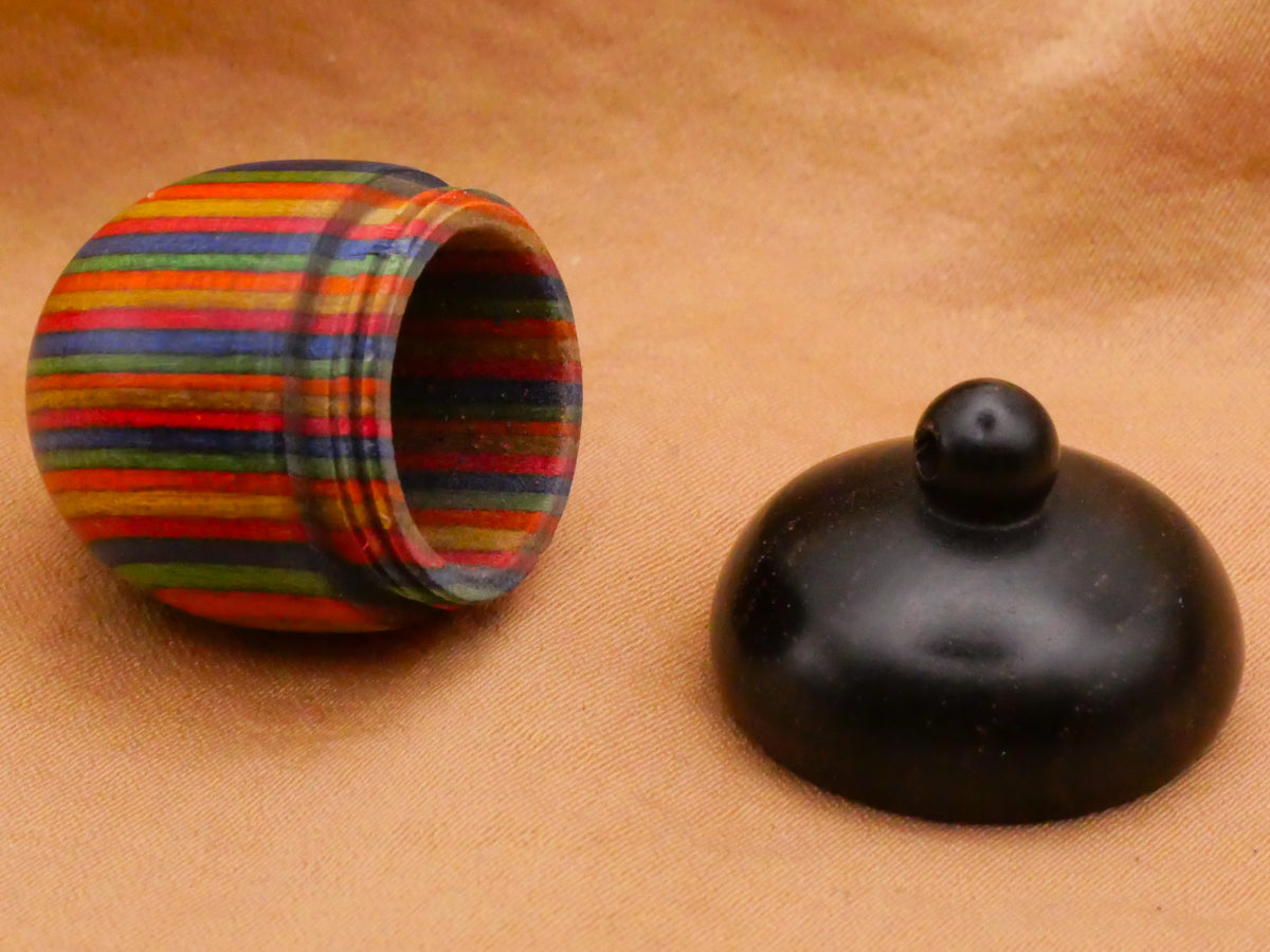 Acorn Multi-Color Stripe Wood Keepsake Screw Top Pendant Charm 21x31mm