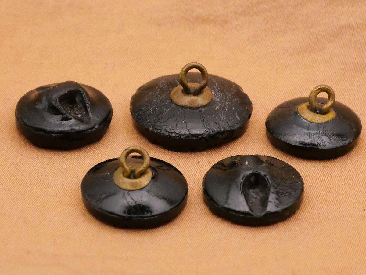 Flower Lace Look Antique Black Glass Button Various 13-17mm
