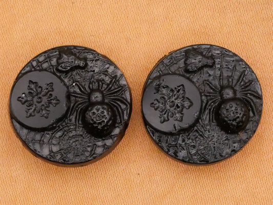 Spider Fly Web Snowflake Black Glass Button Various 18mm