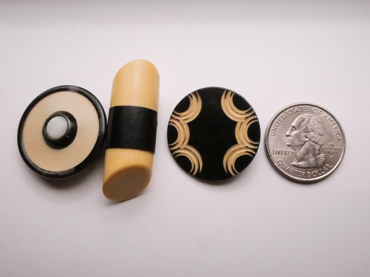 Black Ivory Early Plastic Vintage Button Various 14-42mm