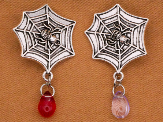 Spider Web Droplet Moveable Metal Glass Button Various 23x40mm