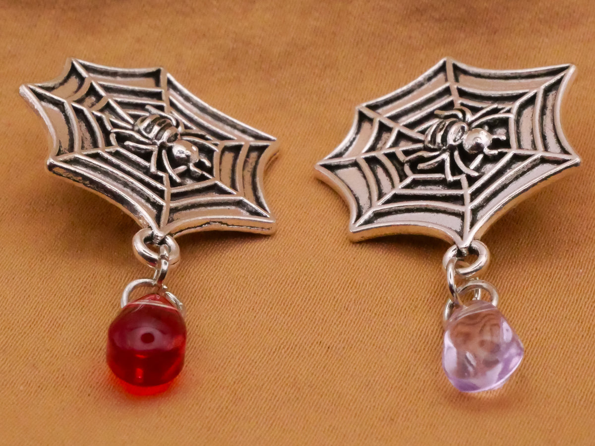 Spider Web Droplet Moveable Metal Glass Button Various 23x40mm
