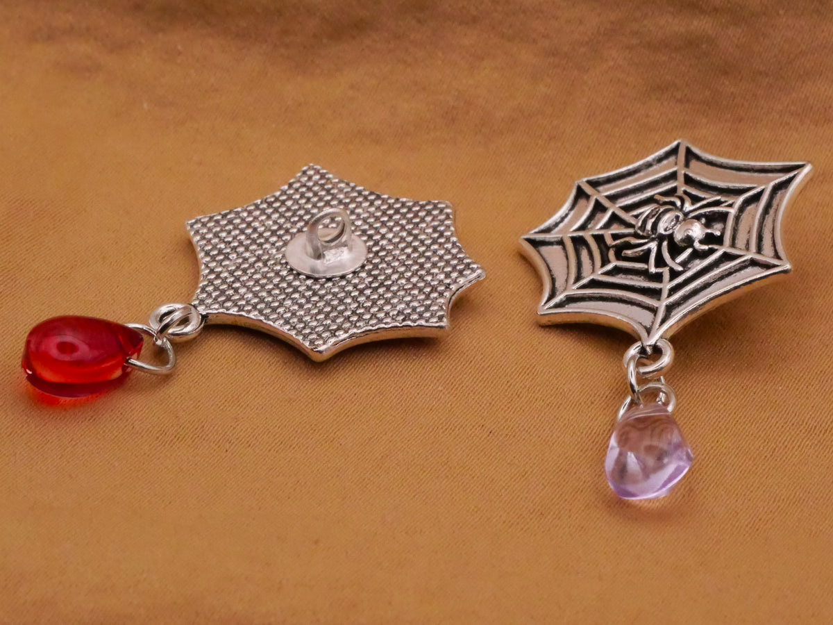 Spider Web Droplet Moveable Metal Glass Button Various 23x40mm