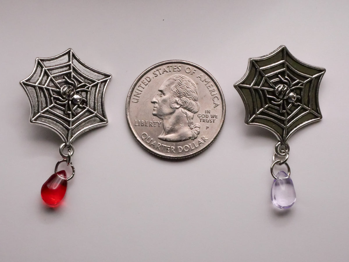 Spider Web Droplet Moveable Metal Glass Button Various 23x40mm