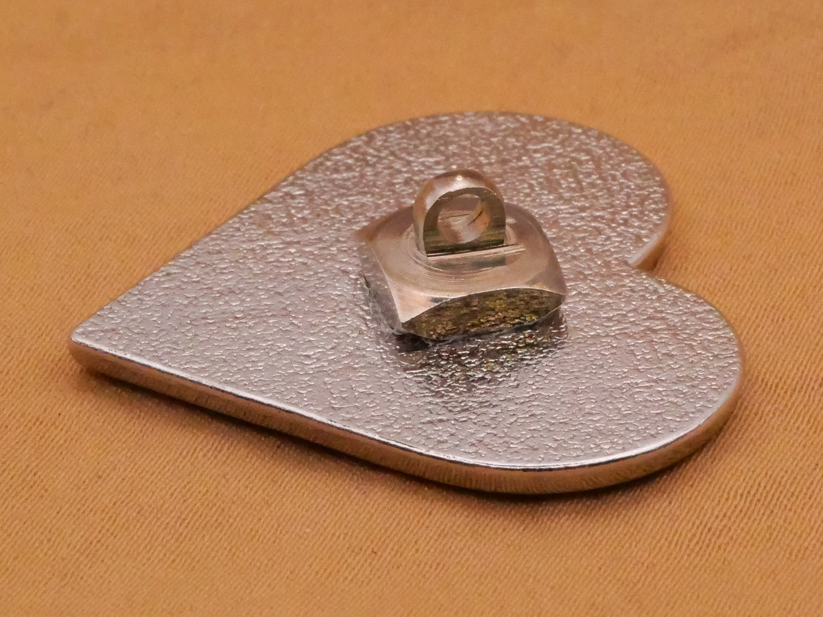 Heart Shape Blushing Face Metal Button 30mm