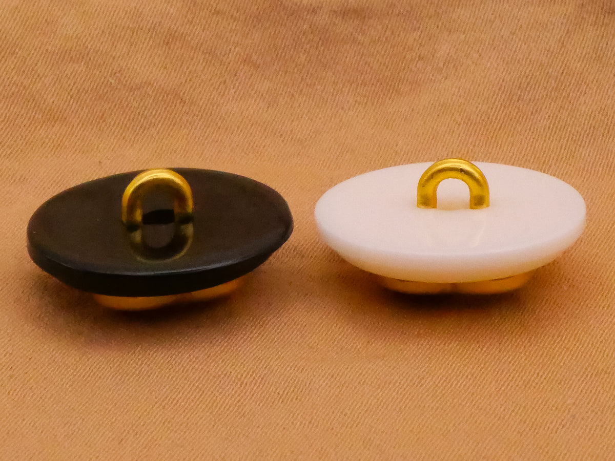 Melting Heart Black White Plastic Gold Metal Pair of Buttons 18mm