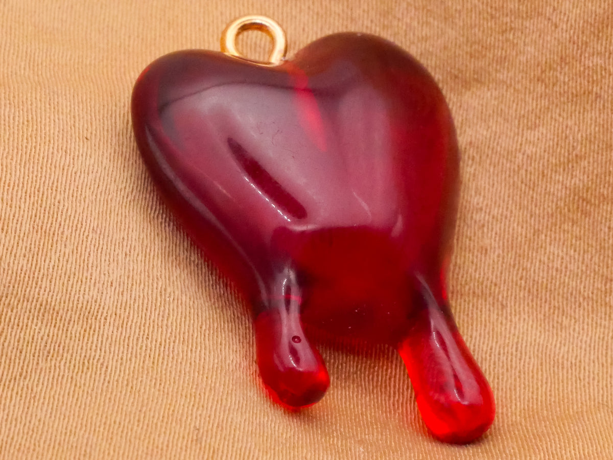 Dripping Blood Red Heart Plastic Charm Embellishment 21x30mm
