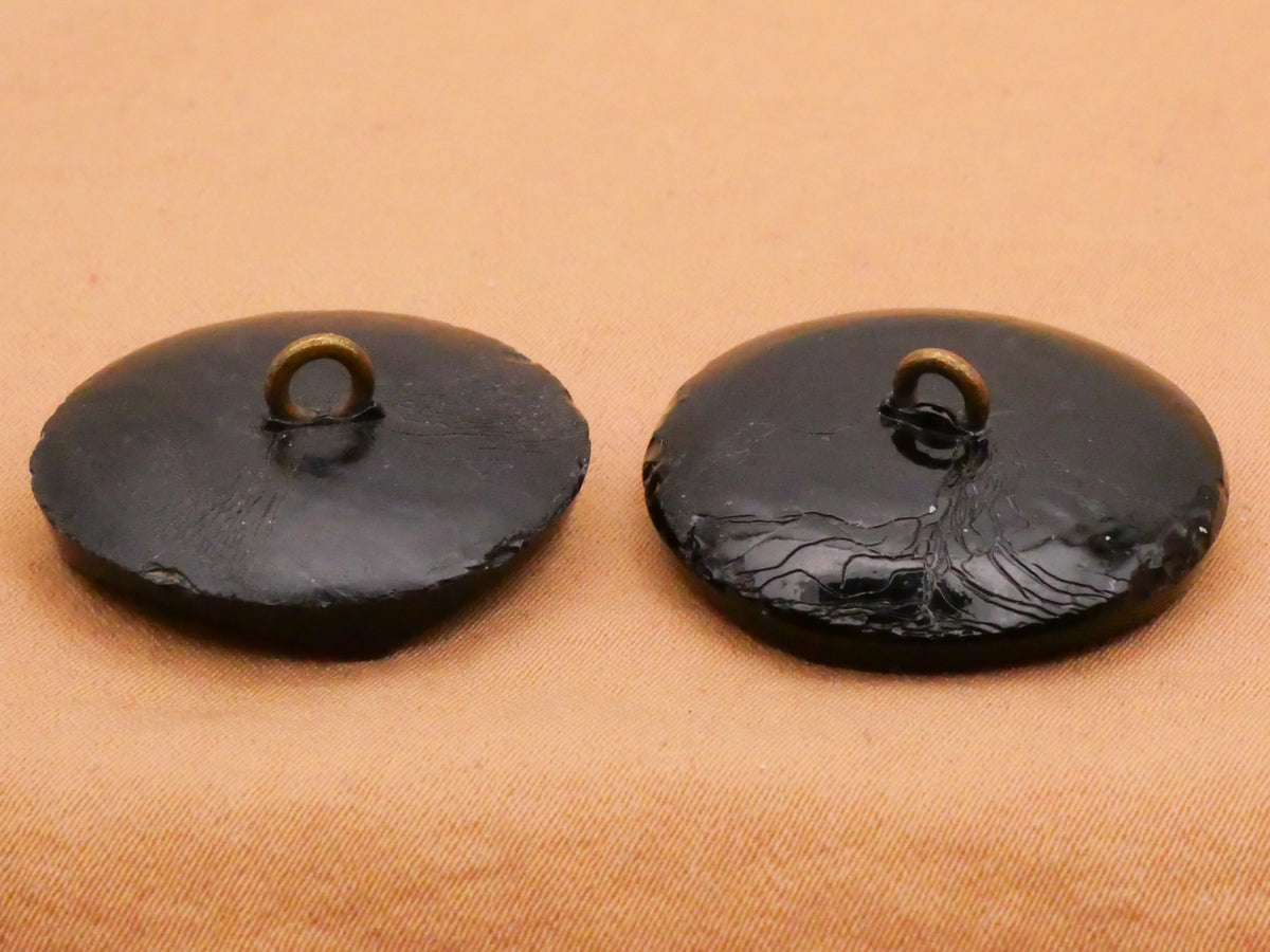 Greek Key Look Mesmerizing Faceted Black Glass Button Various 25-26mm