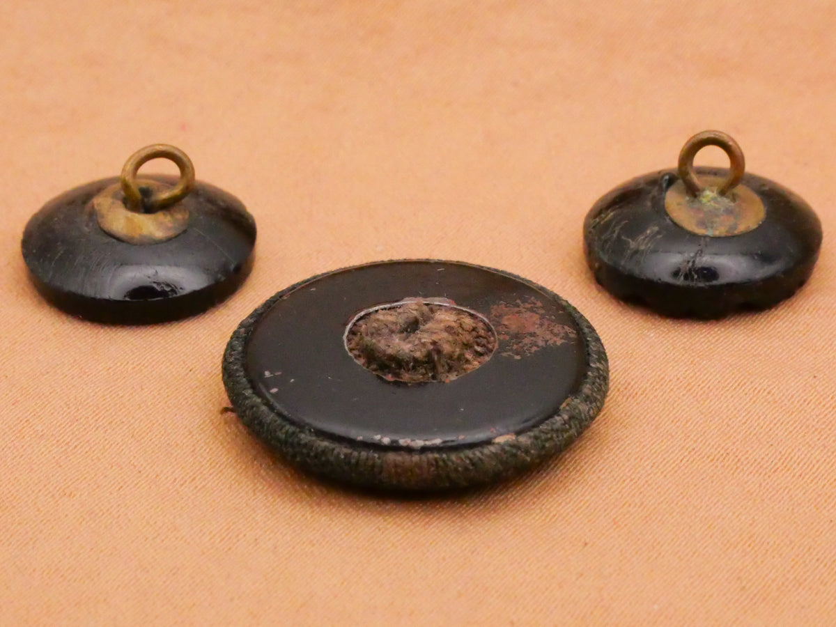 Triangle Triad Antique Black Glass Button Various 14-21mm
