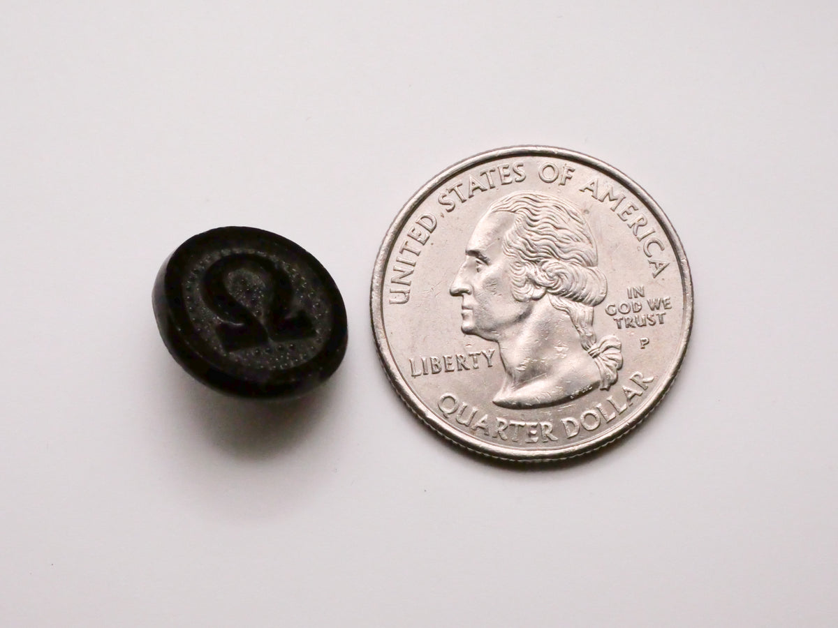 Omega Greek Letter Symbol Antique Glass Button 15mm