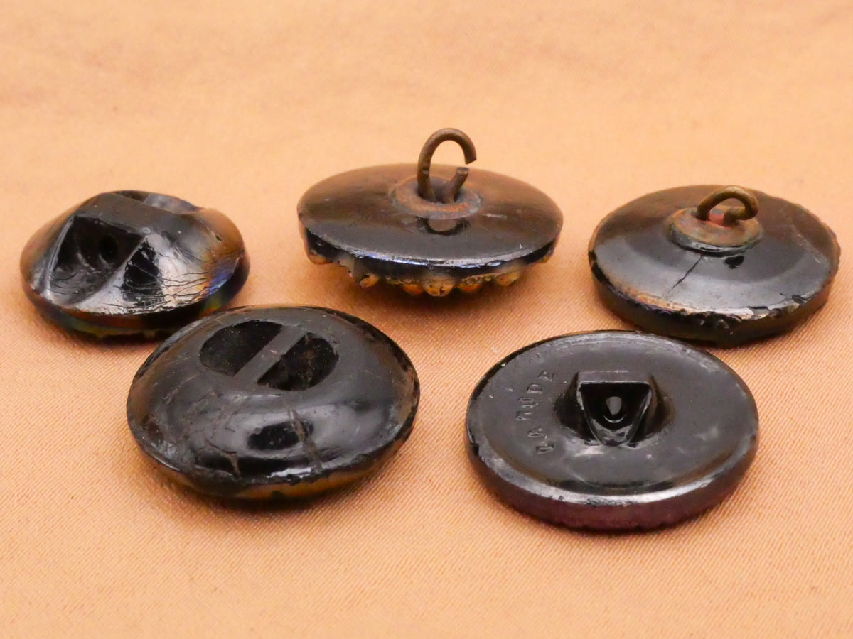 Outer Space Steel-Cut Look Luster Antique Black Glass Button Various 16-18mm