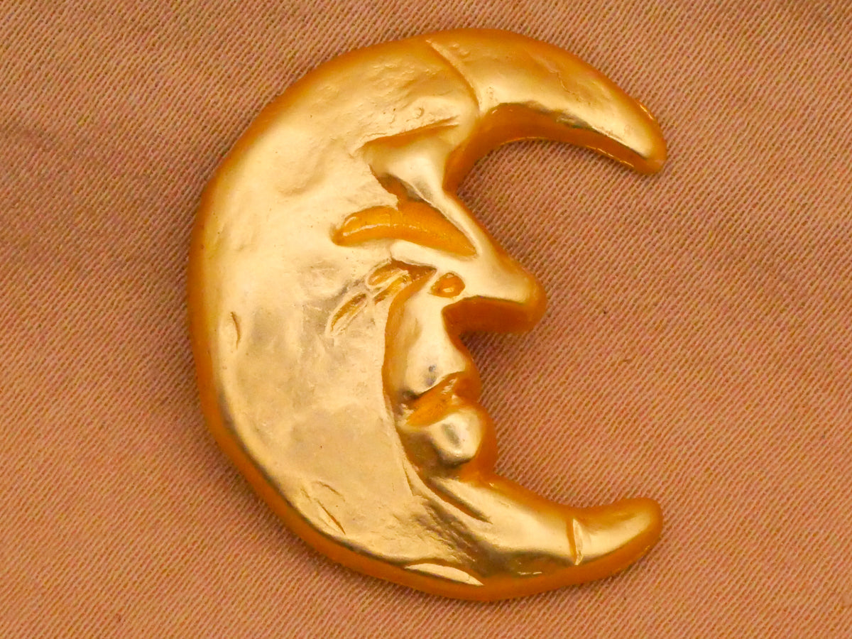 Man on the Moon Crescent Gold Metal Button 23x27mm
