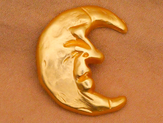 Man on the Moon Crescent Gold Metal Button 23x27mm