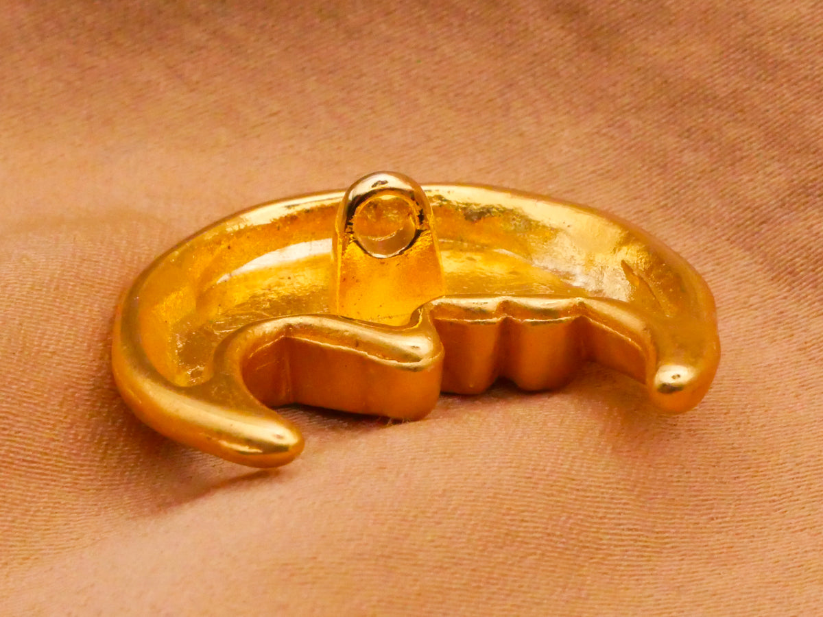 Man on the Moon Crescent Gold Metal Button 23x27mm