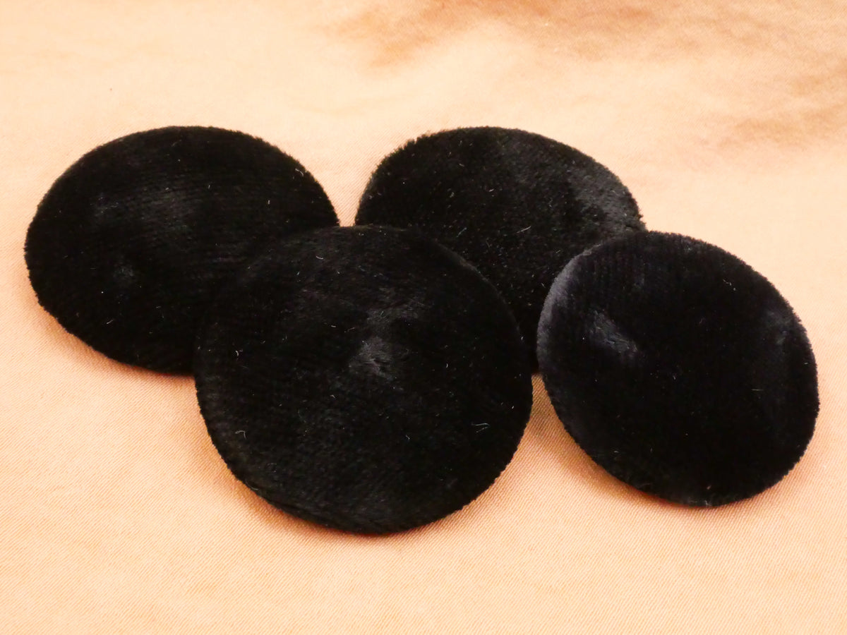 Velvet Fabric Covered Pad Back Antique Set of Four Buttons 29-32mm
