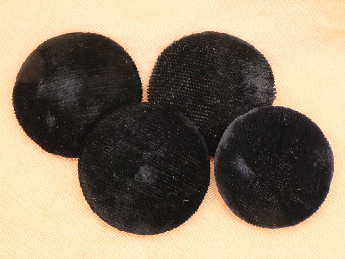 Velvet Fabric Covered Pad Back Antique Set of Four Buttons 29-32mm