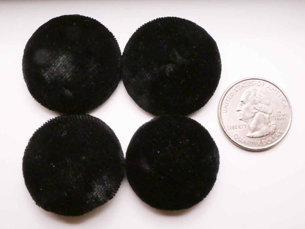 Velvet Fabric Covered Pad Back Antique Set of Four Buttons 29-32mm