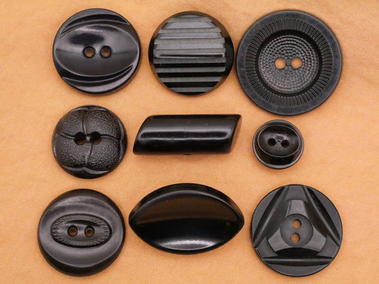 Black Mod Vintage Plastic Button Various 10-28mm