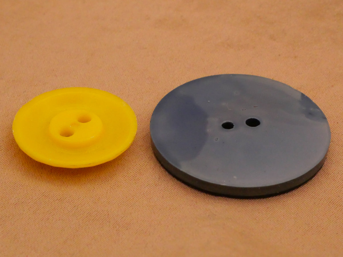 Eye Shape Yellow or Blue Vintage Plastic Button Various 19-28mm