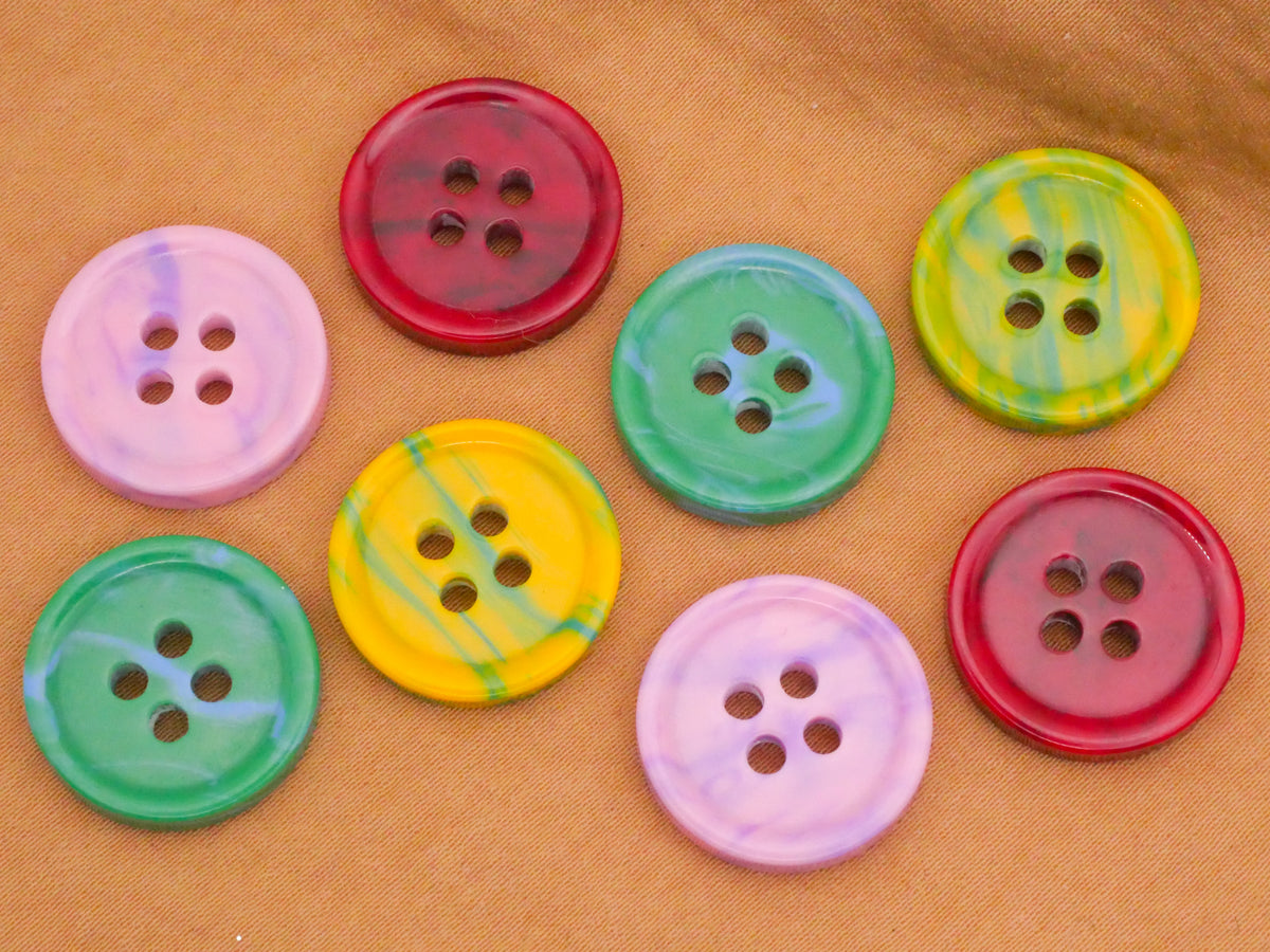 Marbled Rich Colorful Plastic Set of Eight Buttons 18mm