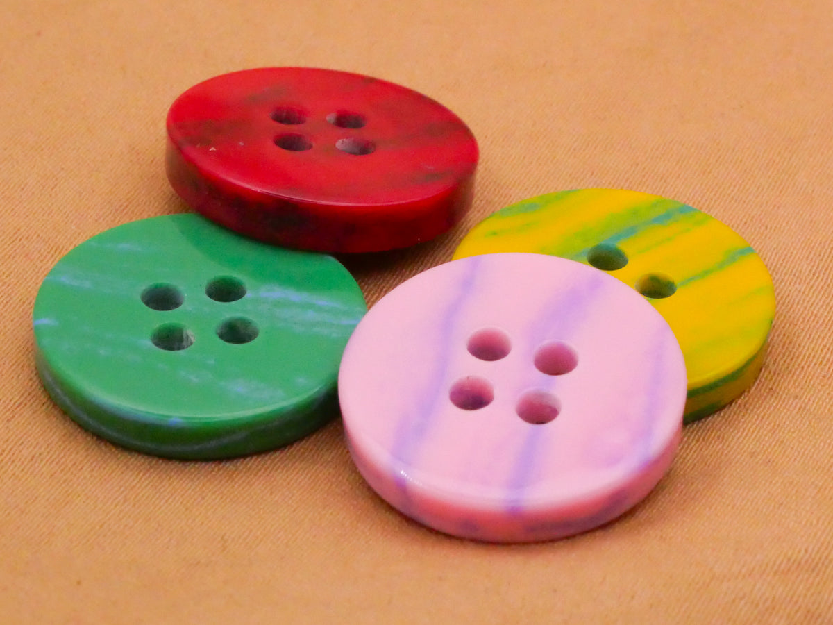 Marbled Rich Colorful Plastic Set of Eight Buttons 18mm