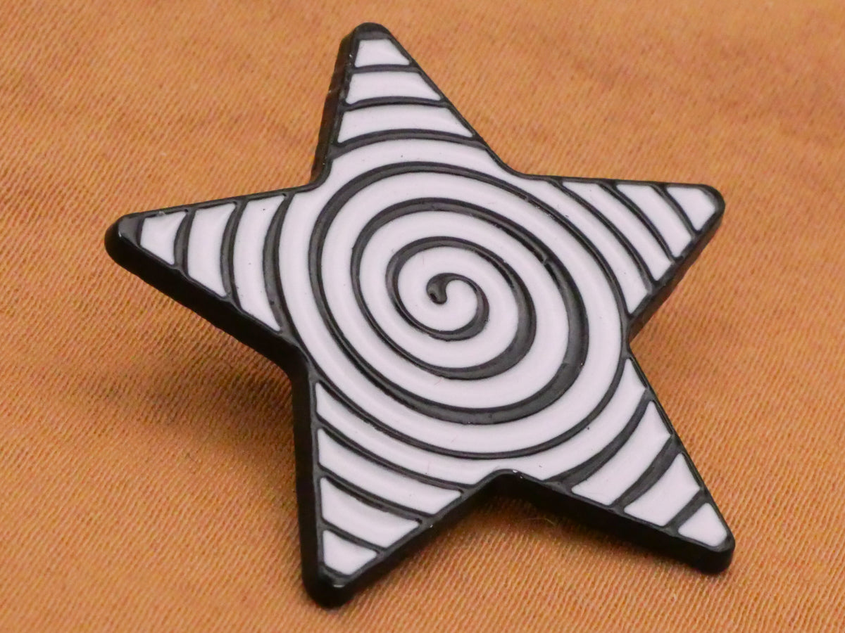 Star Hypnotizing Spiral Enamel Metal Button 30mm