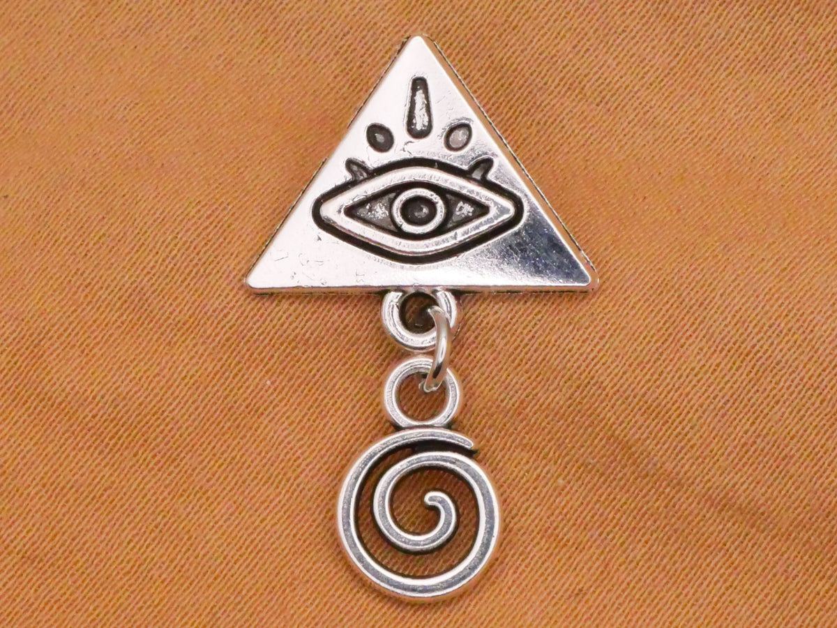 All Seeing Eye Pyramid Freemason Moveable Silver Metal Button 16x26mm
