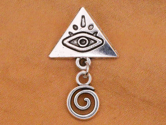 All Seeing Eye Pyramid Freemason Moveable Silver Metal Button 16x26mm