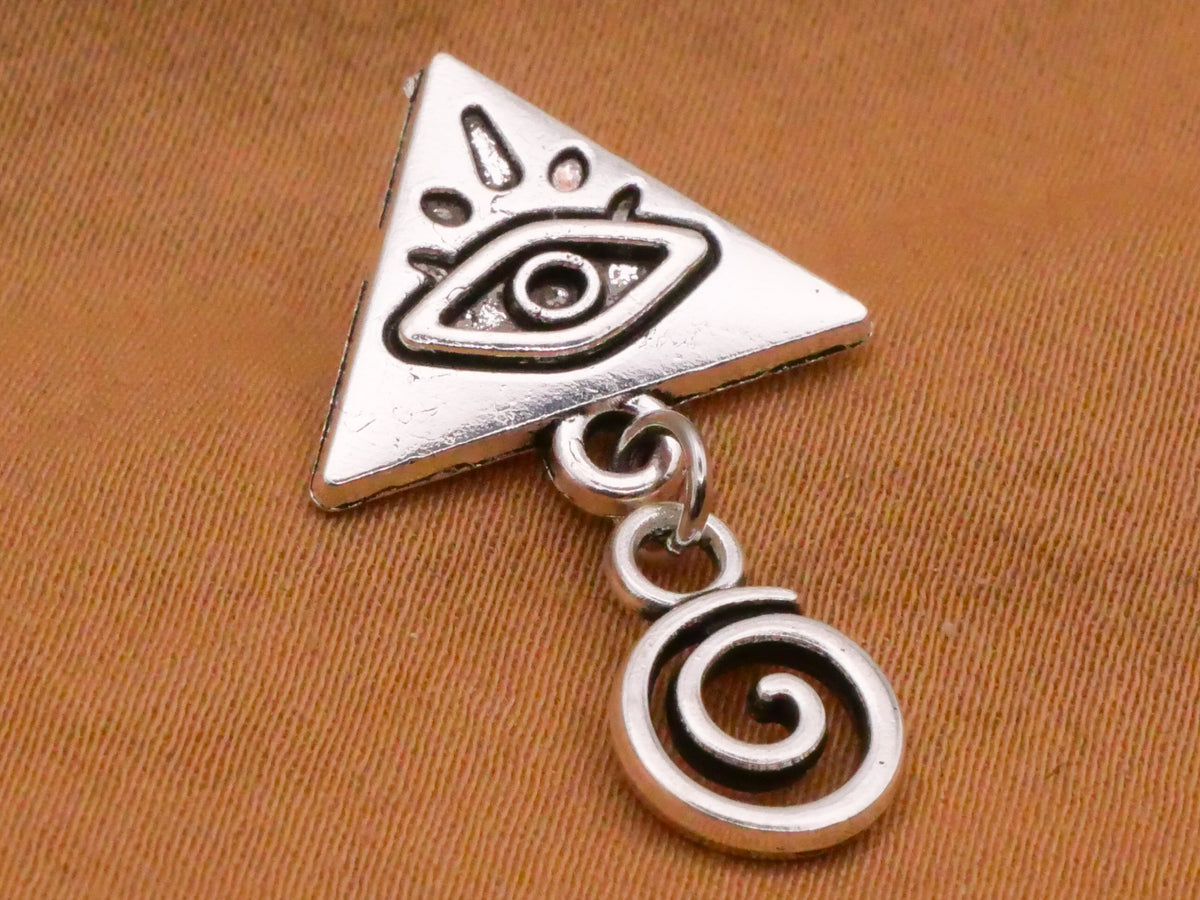 All Seeing Eye Pyramid Freemason Moveable Silver Metal Button 16x26mm