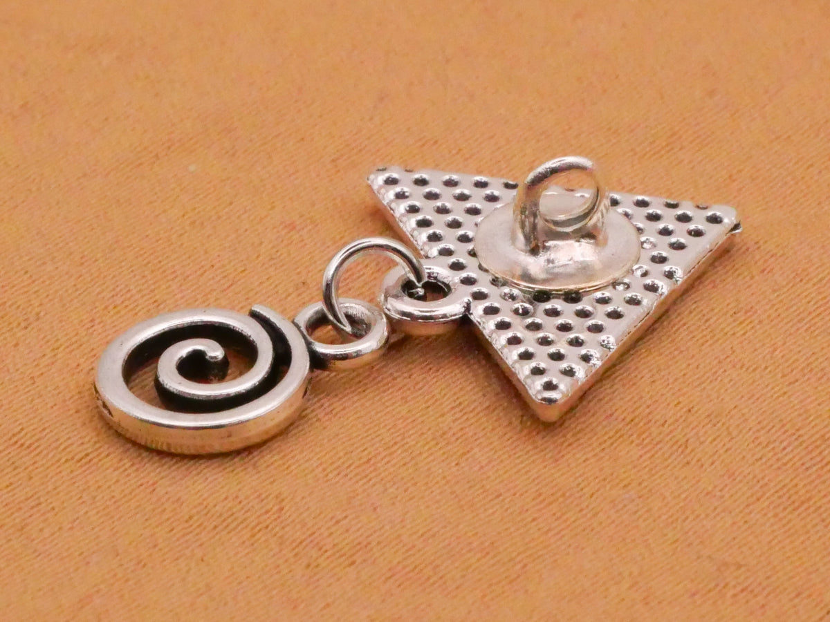 All Seeing Eye Pyramid Freemason Moveable Silver Metal Button 16x26mm