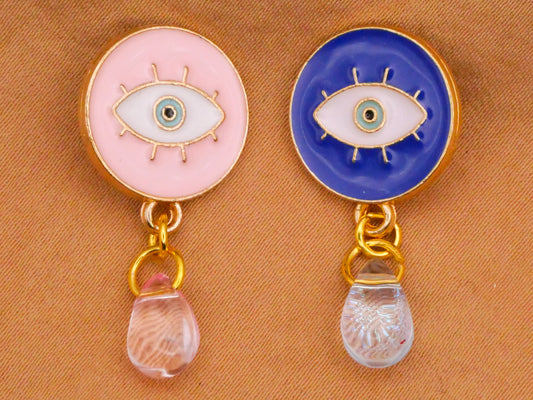 Crying Eye Moveable Glass Teardrop Enamel Metal Button Various 15x30mm