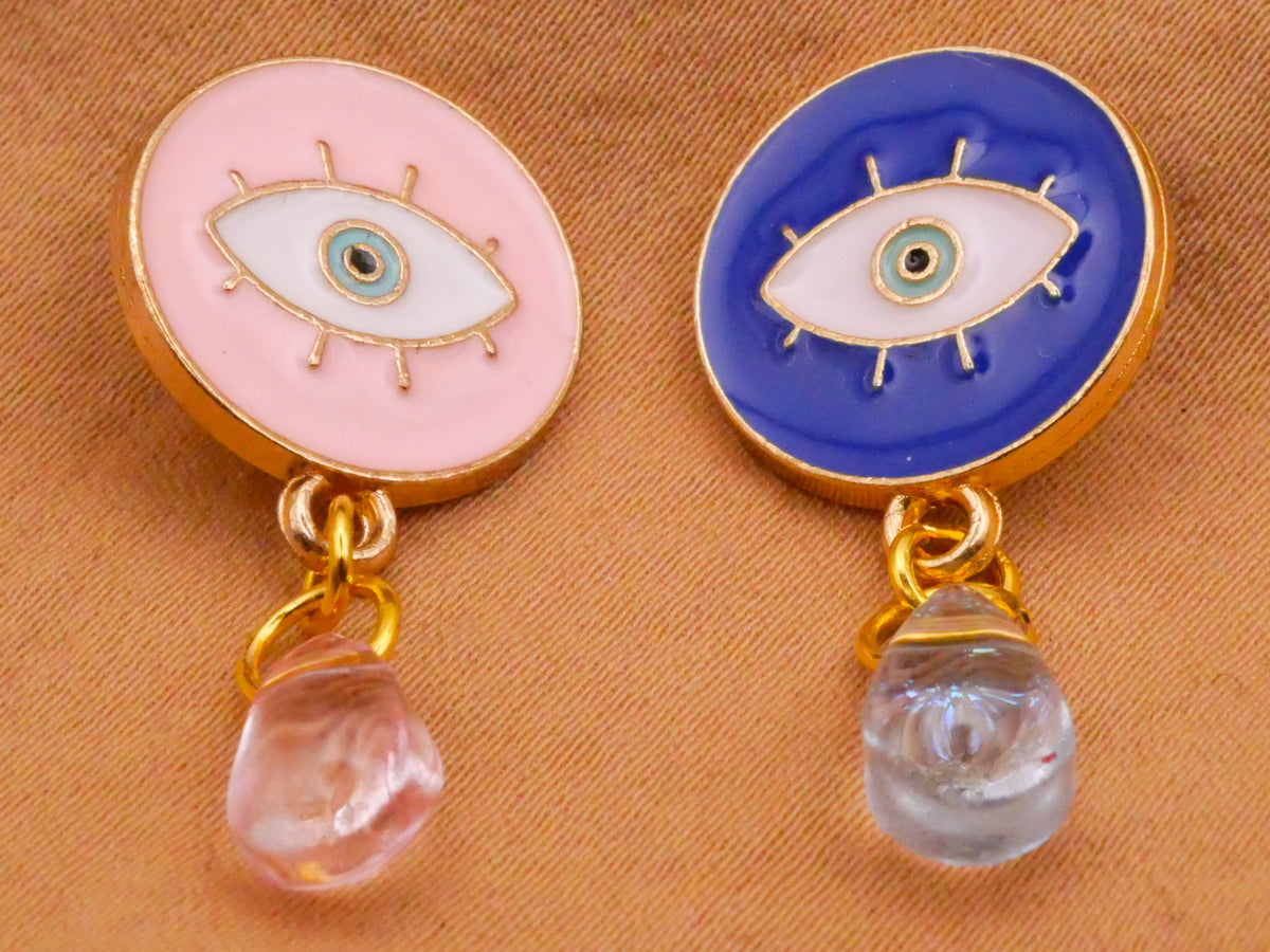 Crying Eye Moveable Glass Teardrop Enamel Metal Button Various 15x30mm
