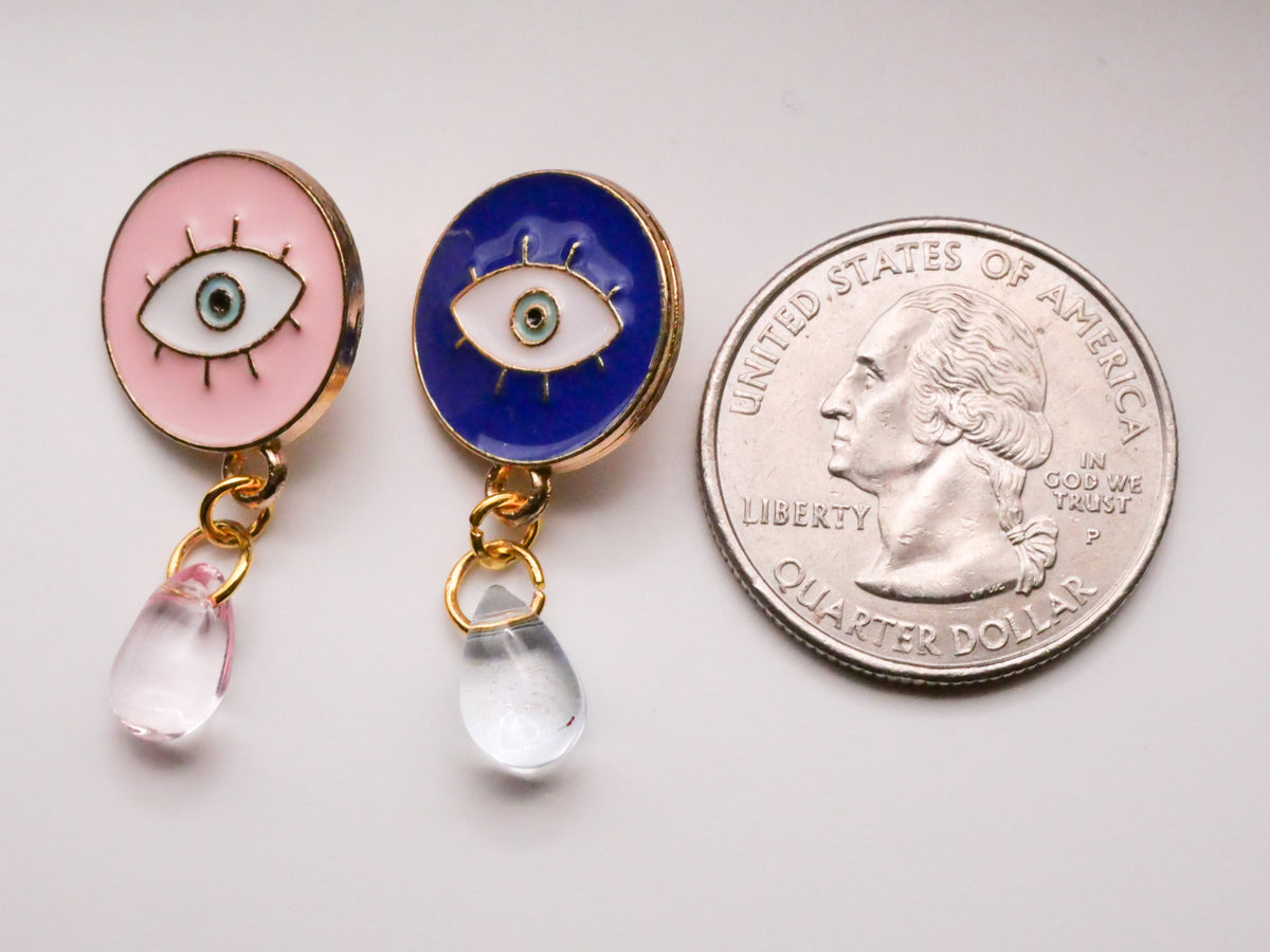 Crying Eye Moveable Glass Teardrop Enamel Metal Button Various 15x30mm