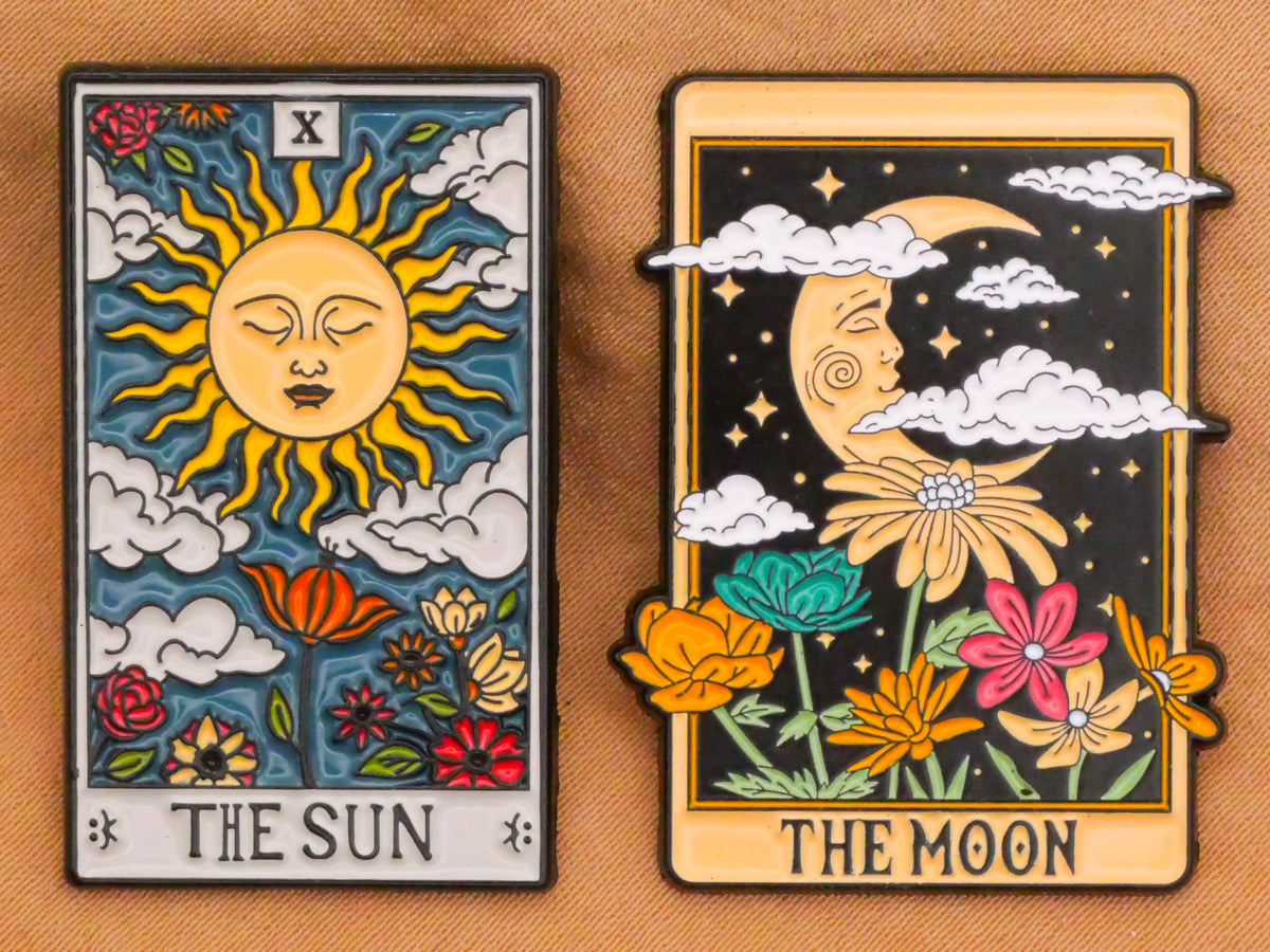 The Sun The Moon Tarot Card Large Enamel Metal Button Various 21-36mm
