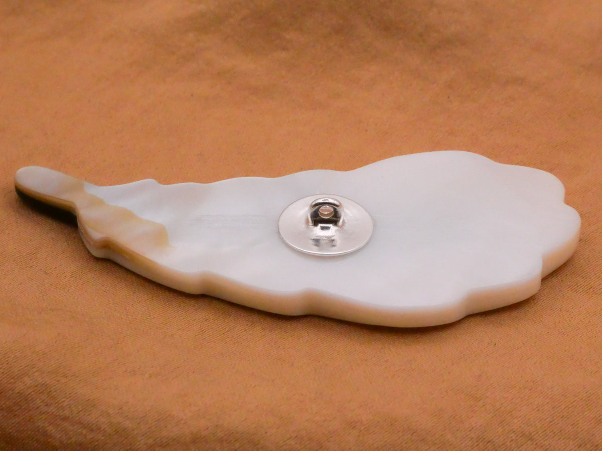 Peacock Feather Plume Mother of Pearl Shell Large Button 25x61mm
