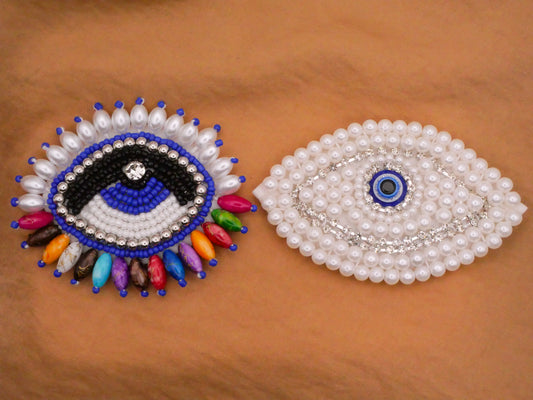 Eye Beaded Felt Back Sew-On Patch Embellishment Various 50-86mm