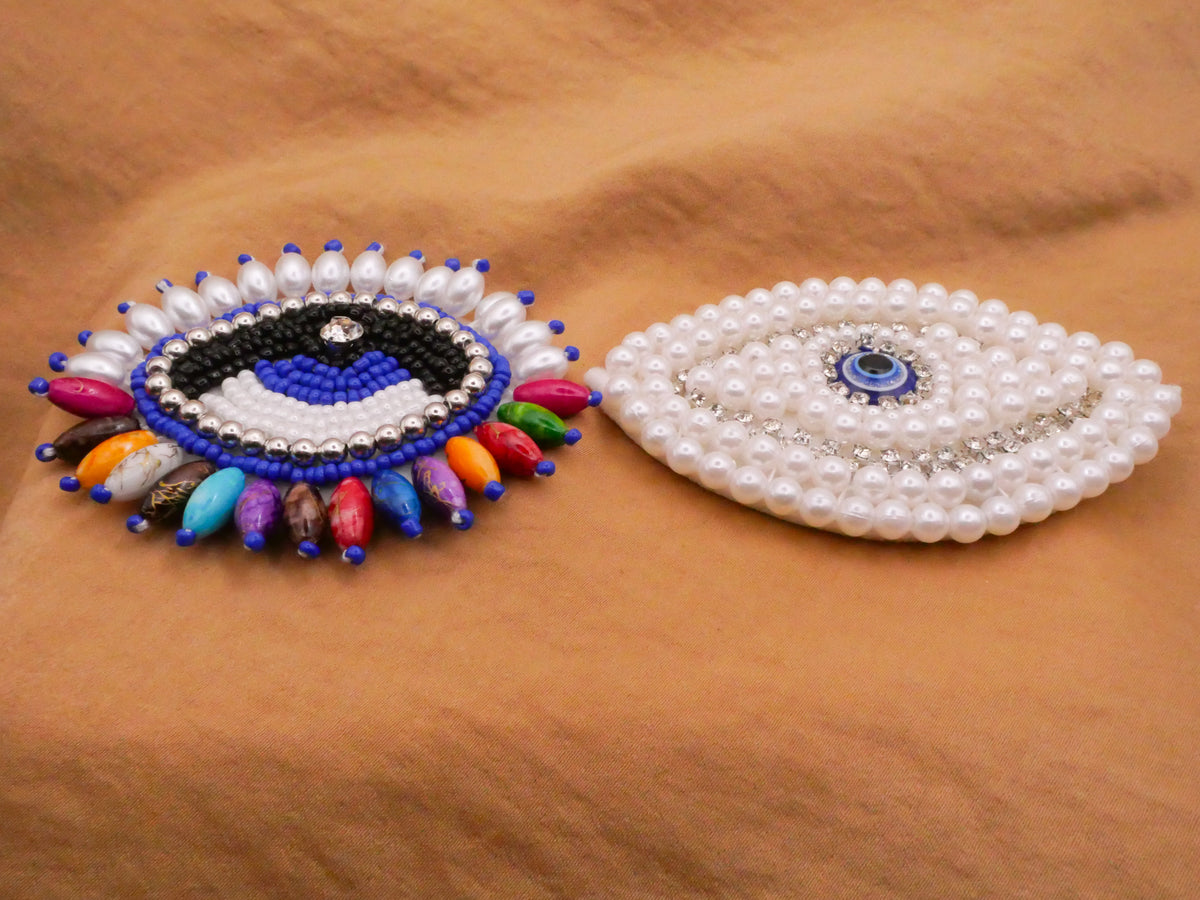 Eye Beaded Felt Back Sew-On Patch Embellishment Various 50-86mm