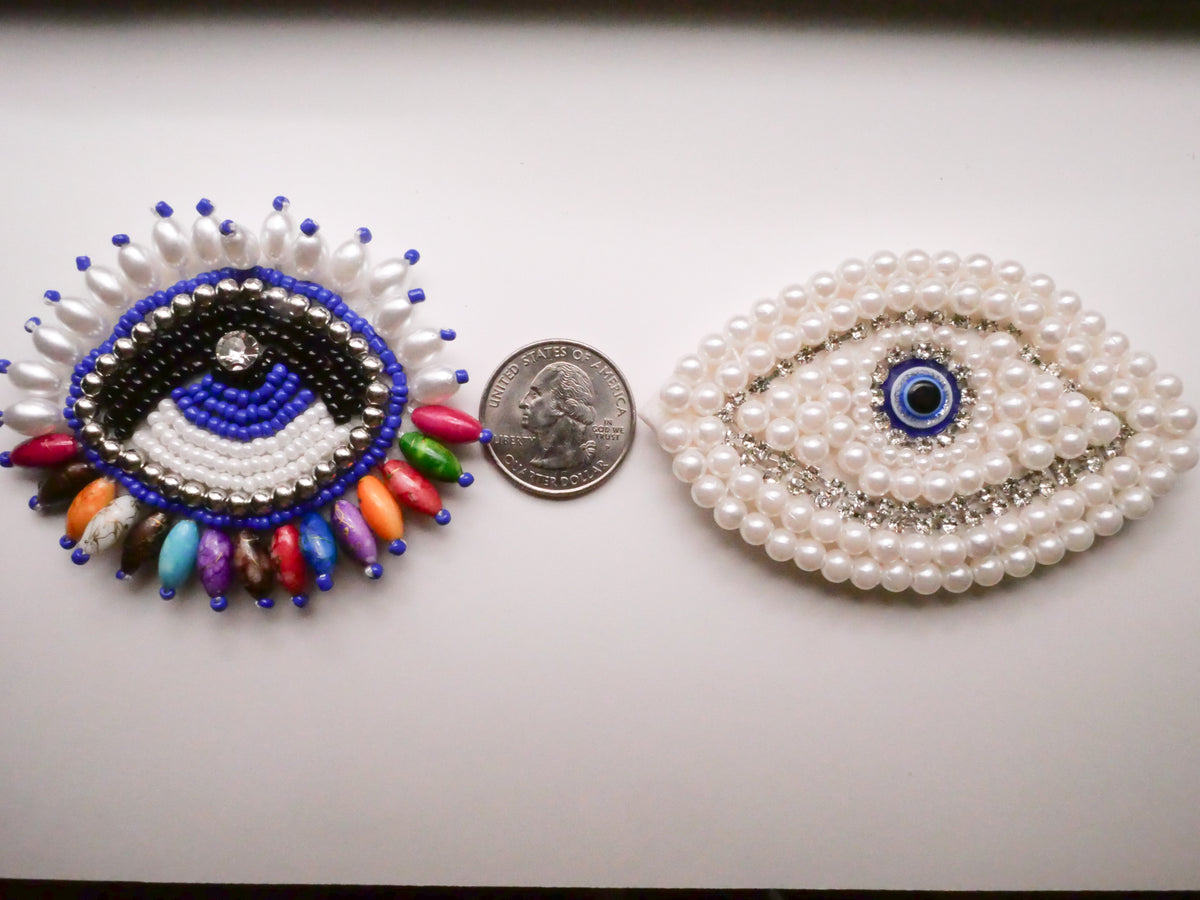Eye Beaded Felt Back Sew-On Patch Embellishment Various 50-86mm