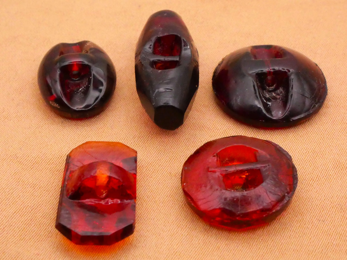 Red-Orange Copper Glitter Antique Glass Button Various 10-23mm