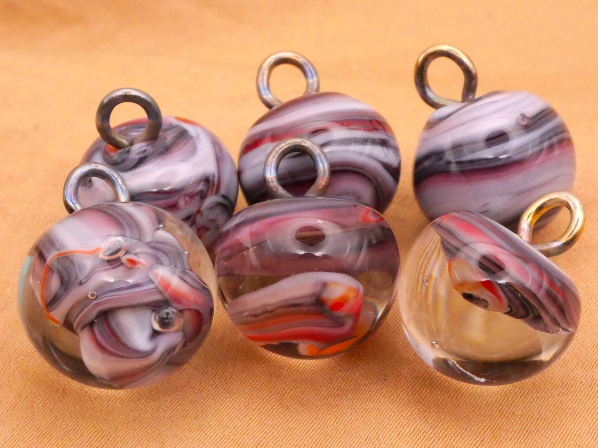 Purple Swirl Marble Look Kathy Hoppe Round Glass Button Various 14-16mm